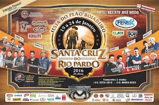 Programação shows festa de Peão Santa Cruz do Rio Pardo