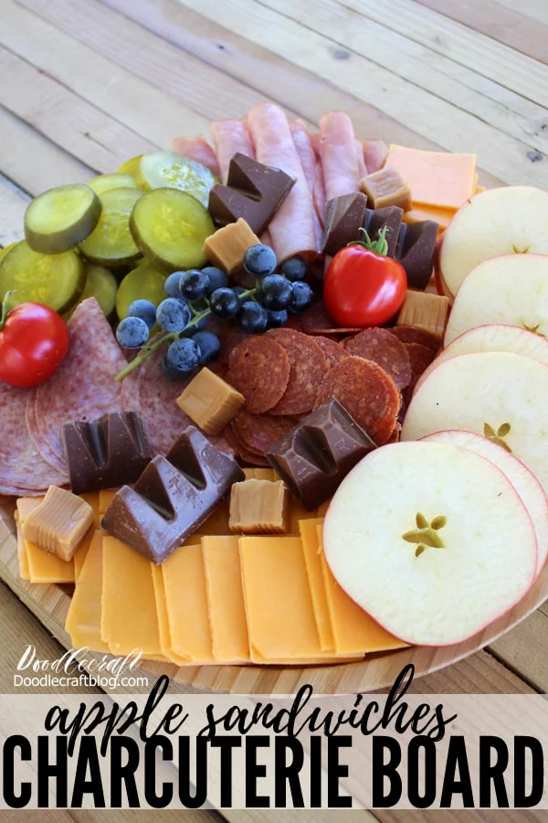 Charcuterie Board with Apple Sandwiches Harvest Meal Grazing Table