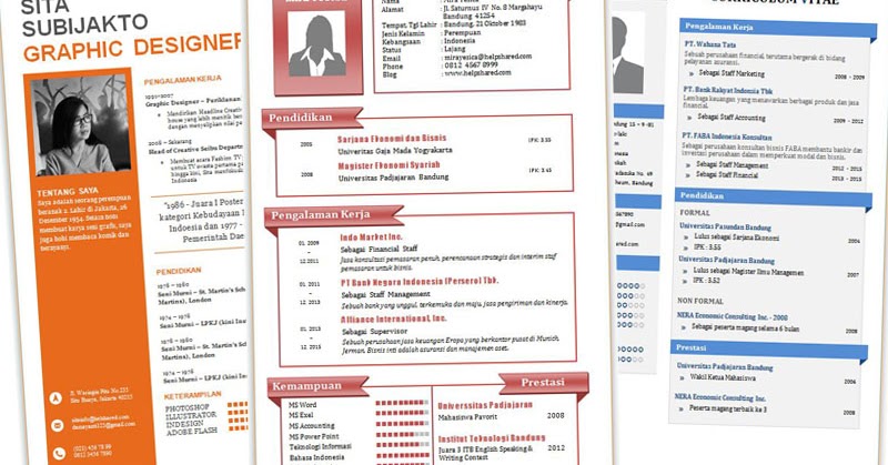Contoh CV Desain Menarik Dan Kreatif Format Doc Word Part-1