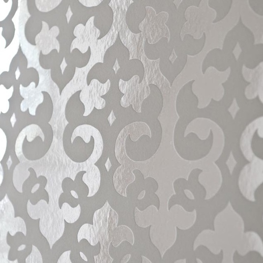 White and Silver Metallic Foil Wallpaper