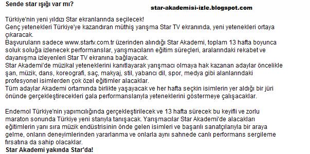 star akademi açıklama