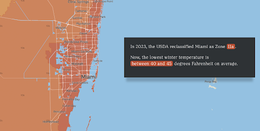 map of Miami showing its new plant hardiness zone (11a)