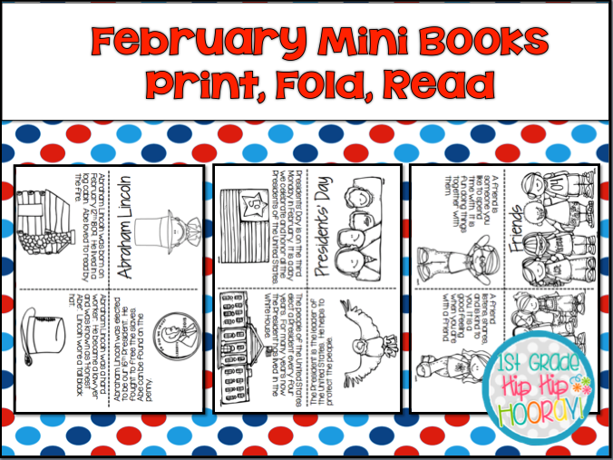 1st Grade Hip Hip Hooray February Mini Books Print