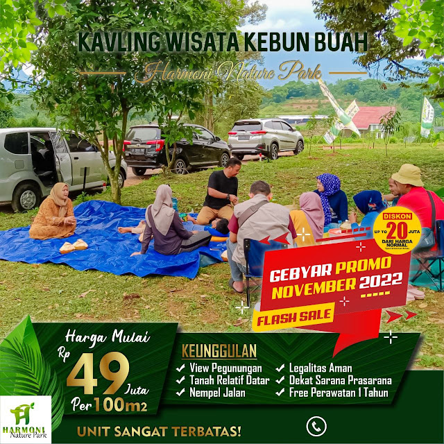 Promo 49 Juta Kavling Wisata Kebun Buah Keluarga Harmoni Nature Park Bogor