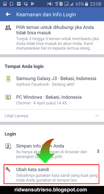 Langkah 5 Ganti Snadi Facebook