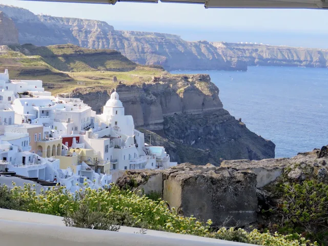 Cliffs and white-washed buildings on Santorini