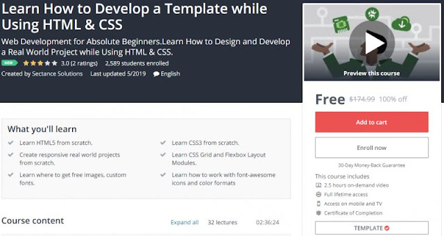 [100% Off] Learn How to Develop a Template while Using HTML & CSS| Worth 174,99$