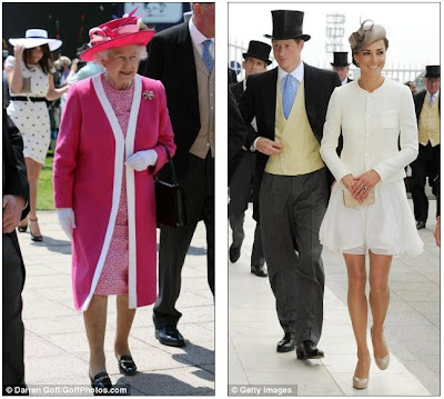 Pink lady The Queen arrives at the Epsom Derby in high spirits and in a 