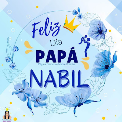 Solapín Feliz Día del Padre - Nombre Nabil para imprimir gratis