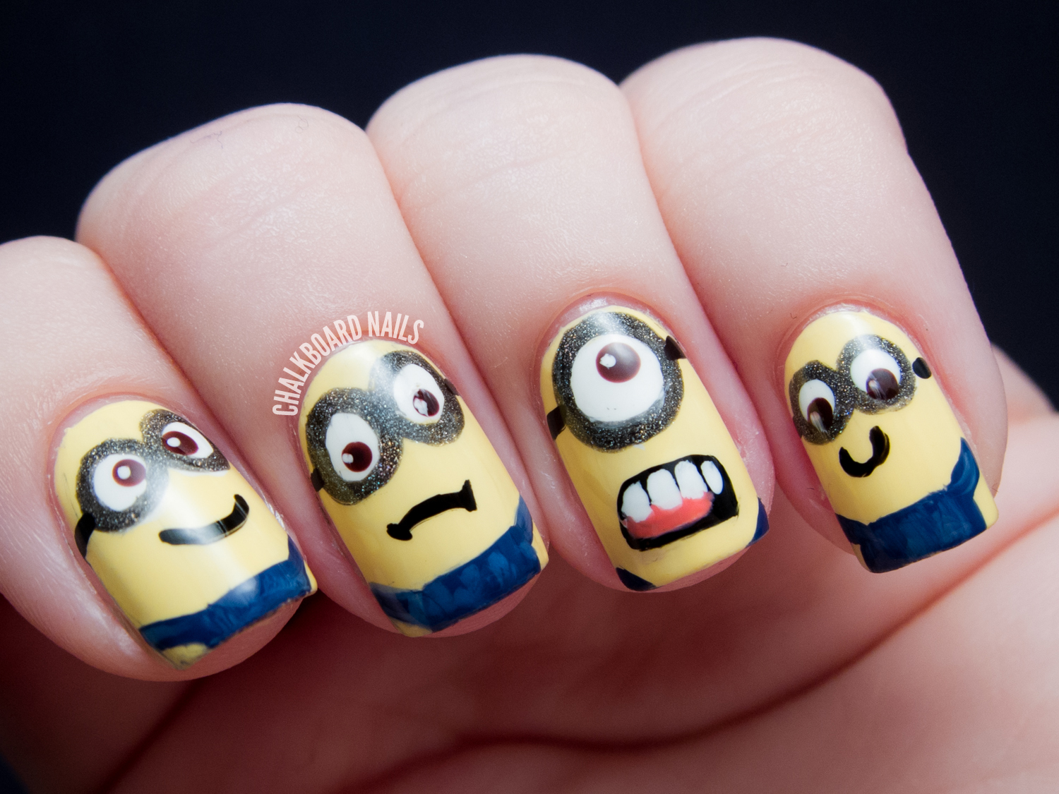 ... nail art tutorials from chalkboard nails let the cute minions stay