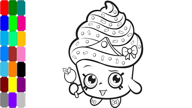 Learning Colors For Kids  Cupcake Queen Exclusive Shopkins Fun Coloring  Pages For Girls