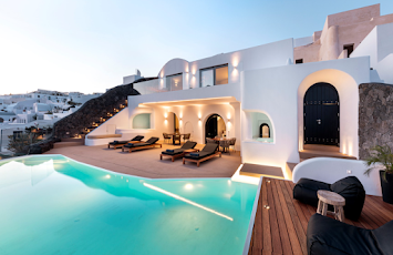 outdoor space from one oia luxury villa