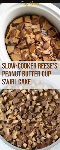 Slow-Cooker Reese's  Peanut Butter Cup Swirl Cake Recipe