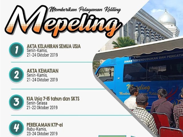 Jadwal dan Lokasi Mepeling Disdukcapil Kota Bandung 21 - 24 Oktober 2019