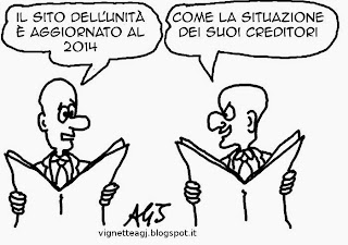 L'Unità, Debiti, Report, satira, vignetta