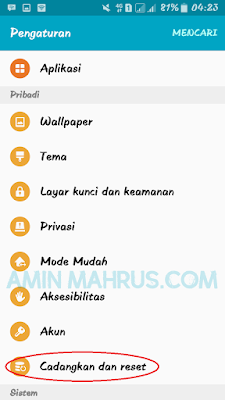 cadangkan dan reset samsung