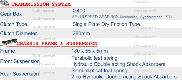 Tata Ultra T6  Transmission System Details, Tata Ultra T6  Transmission System, Tata Ultra T6   Gear box details, Tata Ultra T6  Clutch Details, Tata Ultra T6  Chassis Frame Details, Tata Ultra T6  Suspension Detailed, Tata Ultra T6  Front & Rear Suspension Details,