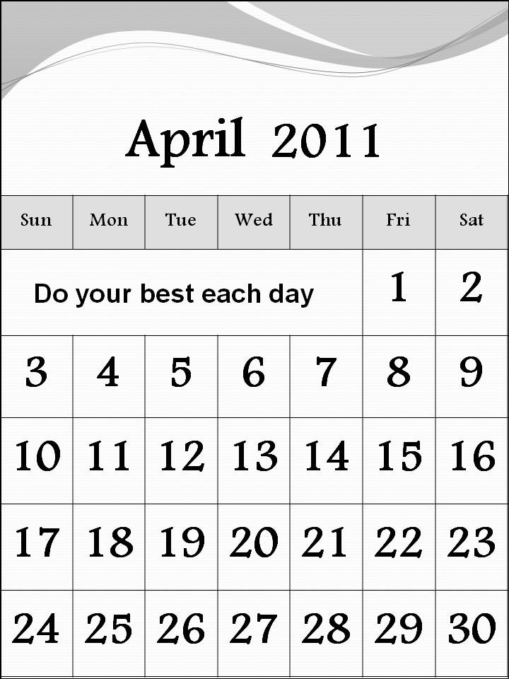 april 2011 calendar printable free. 2011 calendar printable free