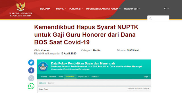 Kemendikbud Hapus Syarat NUPTK untuk Gaji Guru Honorer dari Dana BOS Saat Covid-19