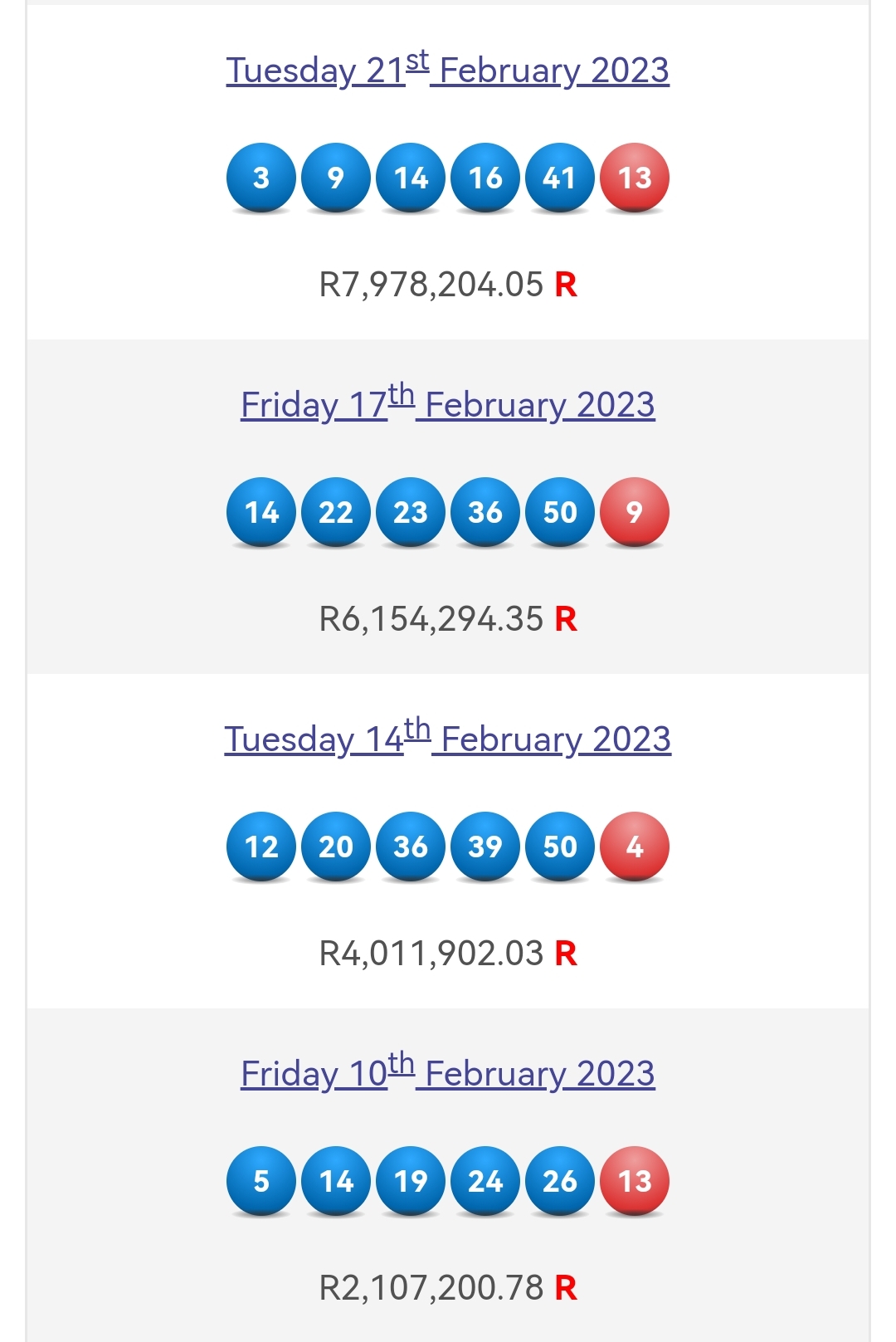 powerball plus results history 2023