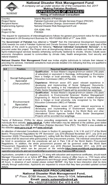 National Disaster Risk Management Fund (NDRMF) Jobs 2021