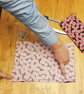 Sew bottom and side of fabric bag