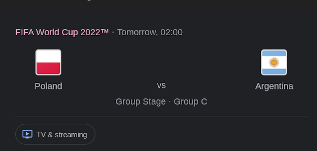 Nonton Live FIFA World CUP / Piala Dunia Qatar 2022 Poland vs Argentina at 02:00