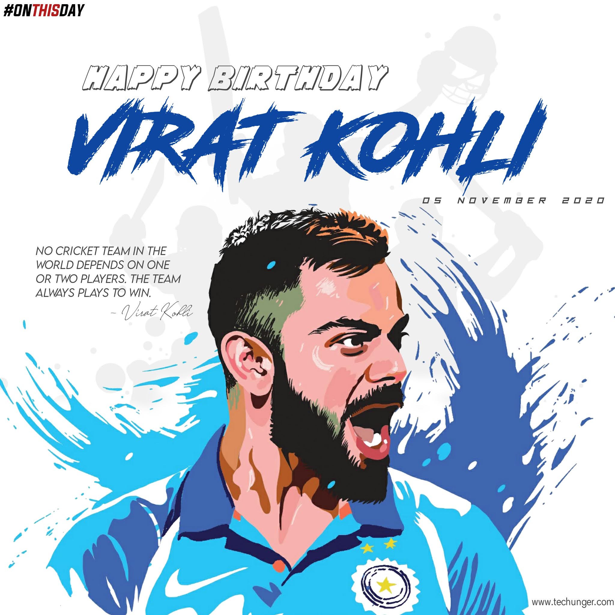 Virat Kohli birthday, Virat Kohli birthday posters, techunger post