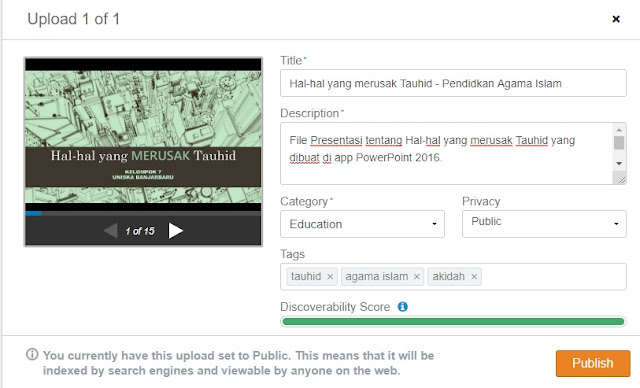 Isi Title, Deskripsi, Kategori, Privasi dan Tag pada File di Slideshare