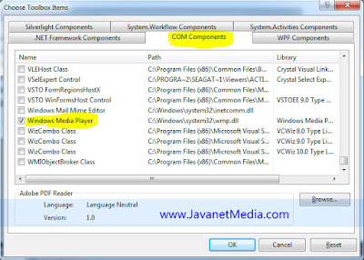Cara Menambahkan AxWindowsMediaPlayer atau Windows Media Player Pada Toolbox Visual Basic  Cara Menambahkan Windows Media Player Pada Toolbox VB .NET