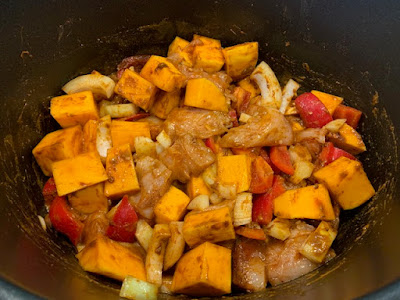 Slow Cooker Chicken and Butternut Squash Curry ingredients mixed together