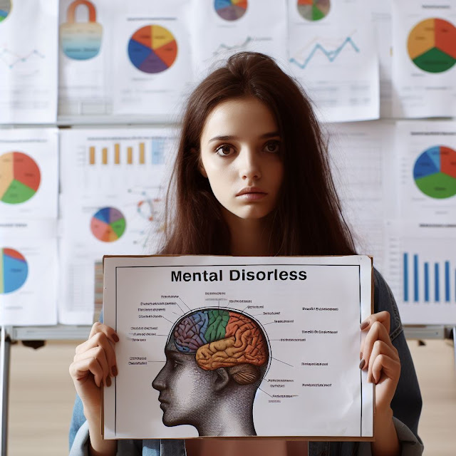 A women Holding a chart of mental health disorder