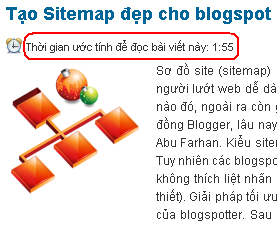 Hiển thị thời gian ước tính để đọc bài viết