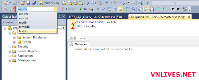 How to create new database in sql server 2014 by sql query?