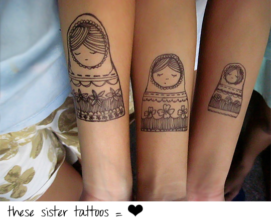 A beautiful drawing tattoo of two sisters