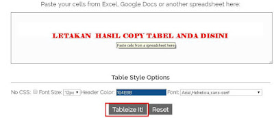 Cara membuat tabel untuk Blog dengan Tableizer