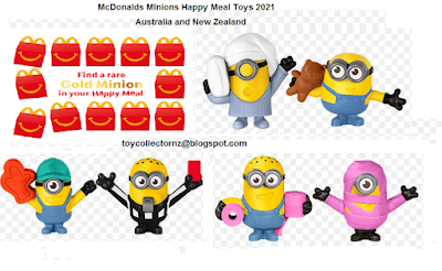 McDonalds Minions Happy Meal Toys 2021 Australia and New Zealand Set of 52 plus gold minions