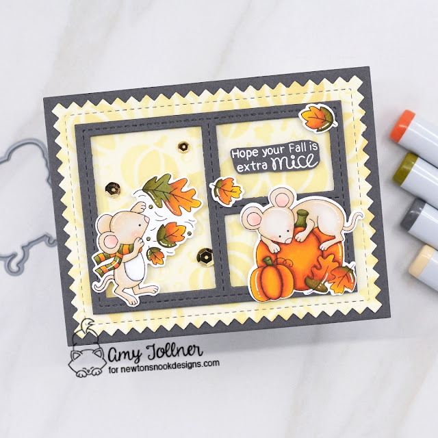 Autumn Mice Stamp and Die Set, Pumpkin Patch Stencil, Frames and Tags Die Set by Newton's Nook Designs #newtonsnookdesigns #newtonsnook #nnd #inkypawschallenge #inkypaws #handmade