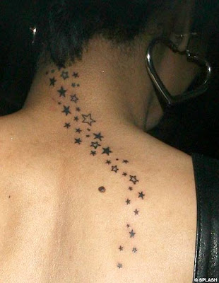 Best celebrity tattoos Rihanna back star constellation tattoo