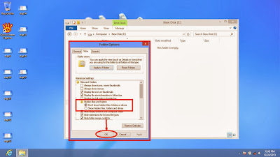 Learn how to disable show or don't show hidden files and folders in windows 8 step18