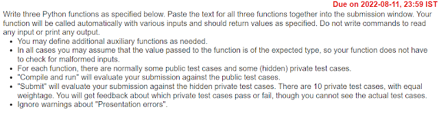 write three python functions as specified below paste the text for all three functions together into the submission window