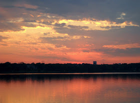 The setting sun at White Rock Lake, Dallas, Texas