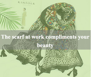 the scarf at work compliments your beauty