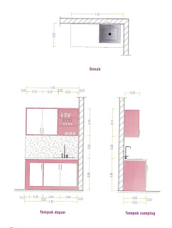 desain kitchen set minimalis nuansa pink dengan harga 4.2 juta untuk dapur sempit