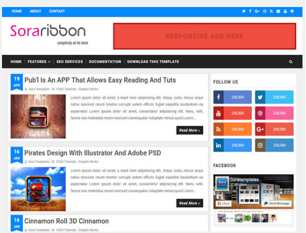 Sora Ribbon is free Blogger Template