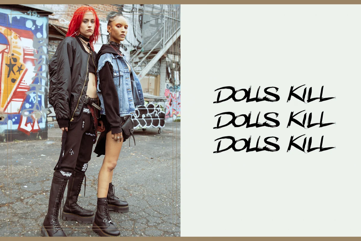 collage with dollskill fashion clothing