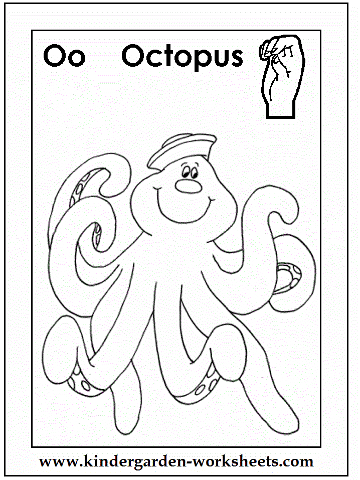 Kindergarten Worksheets: ASL coloring pages - Alphabet O