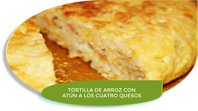 TORTILLA DE ARROZ CON ATÃƒÂšN A LOS CUATRO QUESOS