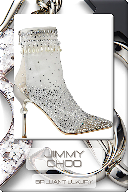 ♦Jimmy Choo Cynosure transparent mix crystal embroidered net mesh sock booties #jimmychoo #shoes #sparkling #brilliantluxury