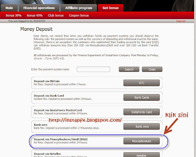 Belajar FOREX : CARA DEPOSIT INSTAFOREX MENGUNAKAN SKRILL MONEY BOOKER